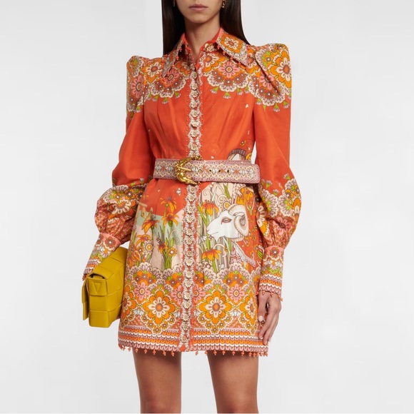 Zimmermann Dresses & Skirts - NWT Zimmermann Kaleidoscope Aries Shirt Dress Linen Cotton Orange Zodiac